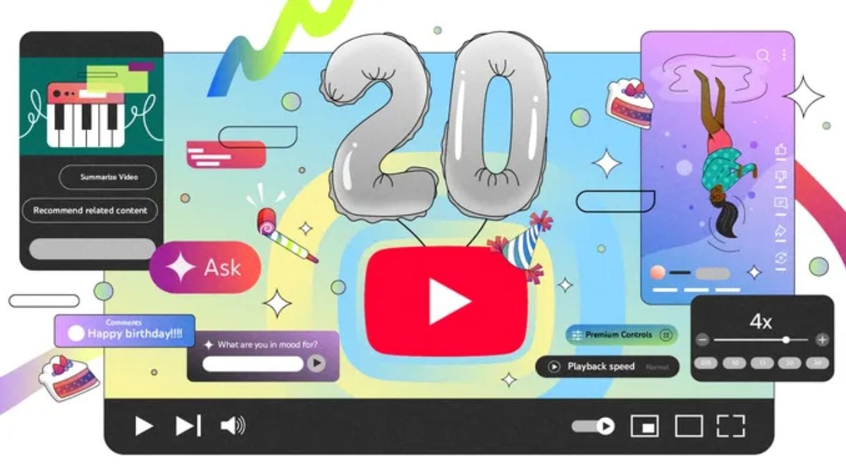 YouTube कथित तौर पर वीडियो प्लेयर के लिए नया UI रोल करता है; 20 वीं वर्षगांठ मनाने के लिए सुविधाएँ जोड़ता है